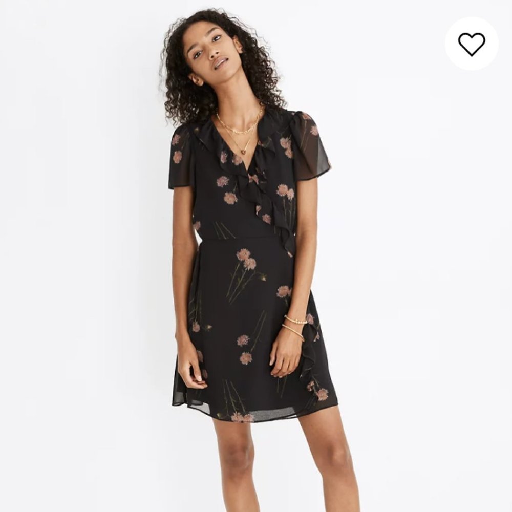 NWT Madewell Georgette Ruffle Wrap Mini Dress